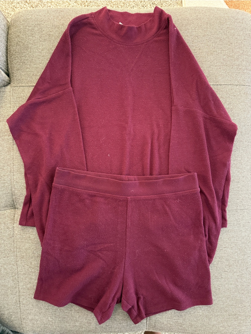 Victoria's Secret Maroon Scoop Neck Knit Sweater and short set